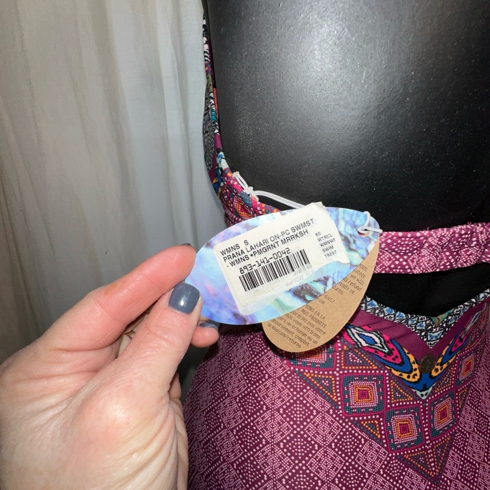 NWT PrAna Size Small Lahari One Piece Swimsuit Pomegranate Marrakesh E34 - Picture 9 of 9